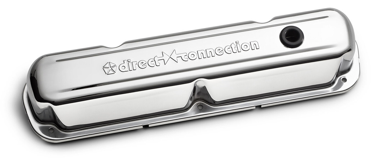 Proform Engine Valve Covers; Steel; Chrome; Direct Cxn Logo; Fits LA/Small Block Engines