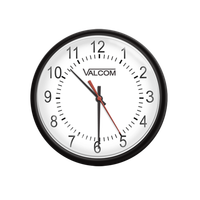 Valcom 12 Round Clock, Black, Surface Mount, 24V - V-A2412B