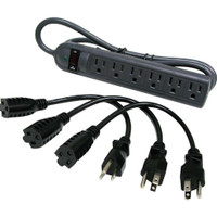 C2G SURGE W/ 3 1ft POWER EXTENSION CORDS - 39995