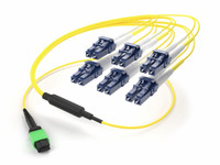 UNC 1 Meter Fiber Optic Breakout Cable, Single Mode, Mtp To Lc, Mtp-Lc, 8 Lc Connectors, Mtp/Lc Breakout Cable, Os2 Fiber, 8 Strand Fiber Optic Ofnp Plenum Fiber, Mtp To 8 Lc Fiber Optic Cable Singlemode - FJ9MTPLC-01M-8FR-X