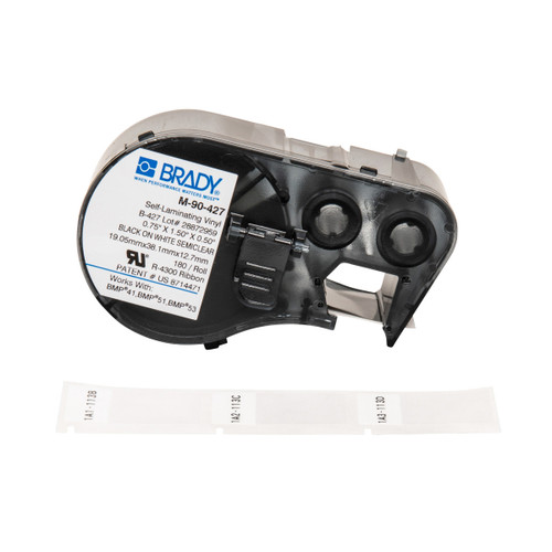 Brady BMP51/BMP53/BMP41 Label Maker Cartridge MSERIES B427 WHT 0.75INX1.5X0.5 180EA 0.75IN CART - M-90-427