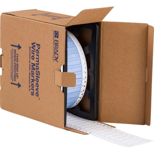 Brady 3IN Core PermaSleeve Polyolefin 16 to 8 Gauge Wire Marking Sleeves White - PS-250-2-WT