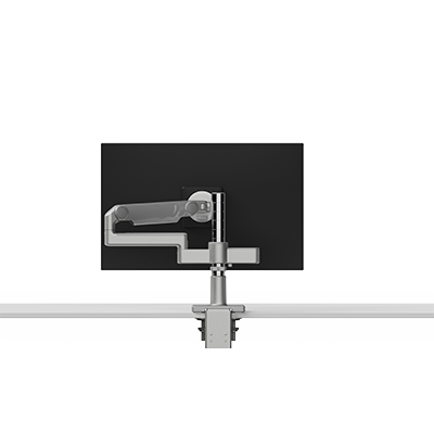 HumanScale M/Flex M2.1 - Single Display, Single Bracket, Clamp Mount, One 8in Straight Link/Dynamic Link Arm, One Monitor Tilt, One 100mmx100mm Black Vesa Plate, 30in Post, for one monitor up to 15.5lbs (Silver/Gray) - X2ACMSETB30-IND