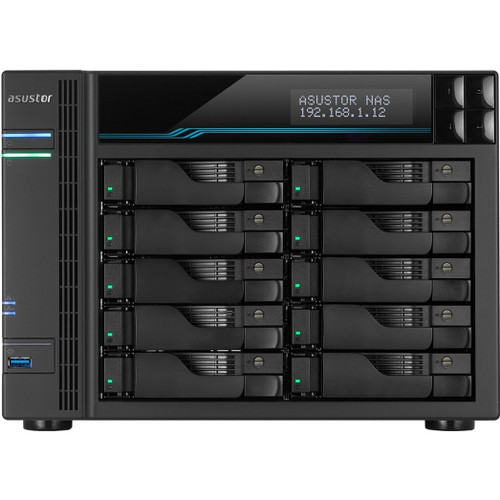 Asustor 10-Bay NAS, Intel ATOM C3538 2.1GHz Quad-Core, 8GB RAM, 2x10G, 2x2.5G, 2 x M.2 2280/2260/2242 PCIe (NVMe) slots or 2 x SATA 6Gbs slots AS6510T
