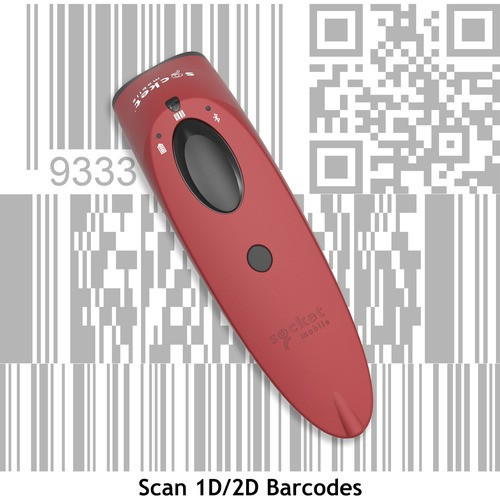 Socket scan S760, Universal Barcode Scanner & Travel Id Reader, Red & Charging Stand - CX3538-2140