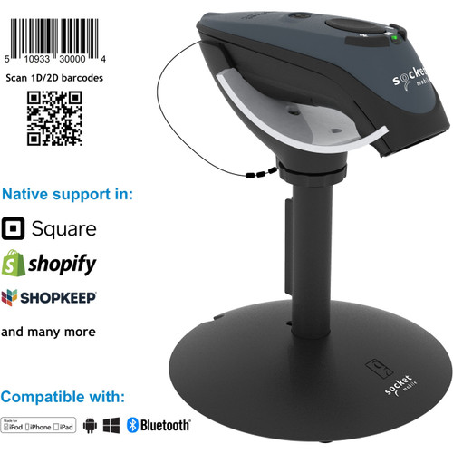 Socket Durascan D750, Universal Barcode Scanner, Gray & Charging Stand - CX3544-2146