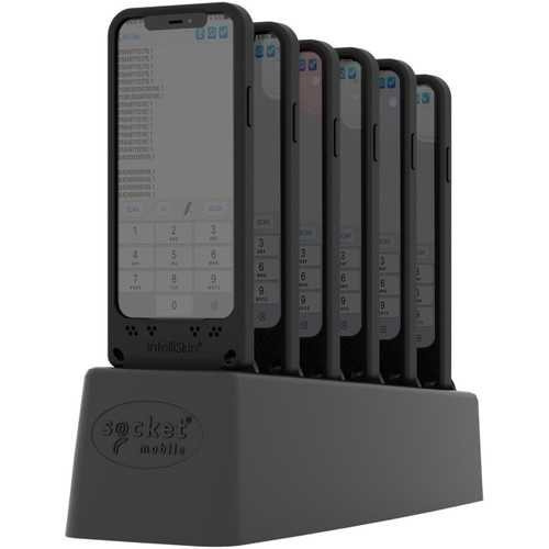 Socket Durasled Ds860, Ultimate Barcode Scanning Sled, V21 & Dot Code, Travel Id Reader For Iphone 12/Iphone 12 Pro (6 Units) & 6 Bay Charger Bundle - Na & Japan - CX3907-2946