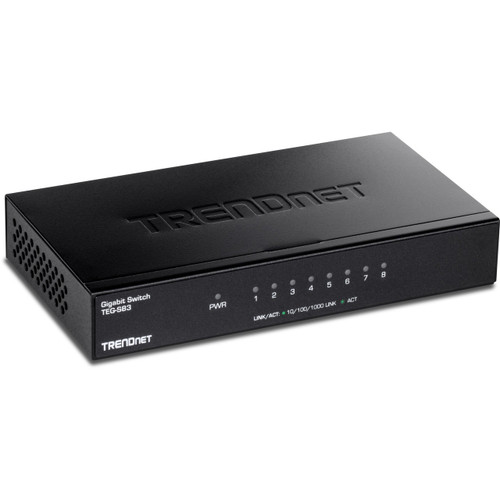 Trendnet 8-PORT GIGABIT DESKTOP SWITCH, MODEL TEG-S83, PROVIDES HIGH-BANDWIDTH PERFORMANCE, EASE OF USE, AND RELIABILITY.