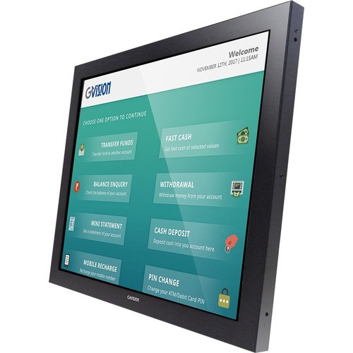 Gvision 19in LCD Touch Screen, PCAP 10 Point Touch (USB), Open Frame, LED, VGA+DVI+HDMI, Audio In/Out,  SXGA 1280x1024, 250 Nits, 1000:1 Contrast, 100mm VESA, Black - O19AH-CV-45P0