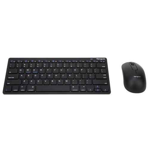 Targus Bluetooth Mouse and Keyboard Combo - Wireless Bluetooth - Black - Wireless Bluetooth - Optical - 1600 dpi - 3 Button - Scroll Wheel - QWERTY - Black - AA, AAA - Compatible with Smartphone, Notebook for Mac, PC, Windows- BUS0399