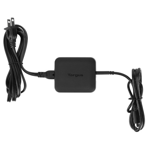 Targus 65W USB-C/USB-A Charger - 65 W - 120 V AC, 230 V AC Input - 5 V DC/3 A, 9 V DC, 12 V DC, 15 V DC, 20 V DC Output - Black- APA104BT