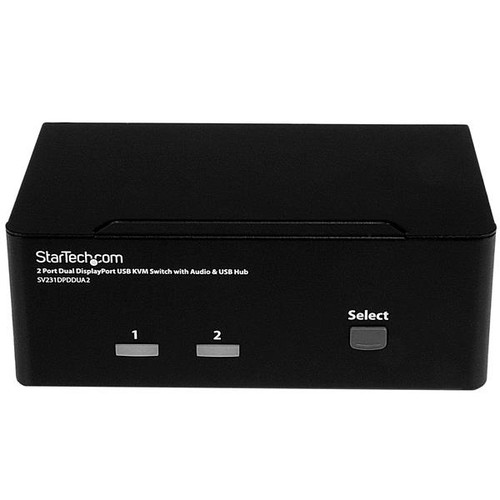 Startech 2 Port DisplayPort Dual-Monitor KVM Switch - DisplayPort KVM - 4K 60 Hz - Access two dual-monitor computers and two shared USB peripherals from a single workstation - 2 port DisplayPort KVM - 2 port dual monitor KVM switch - SV231DPDDUA2
