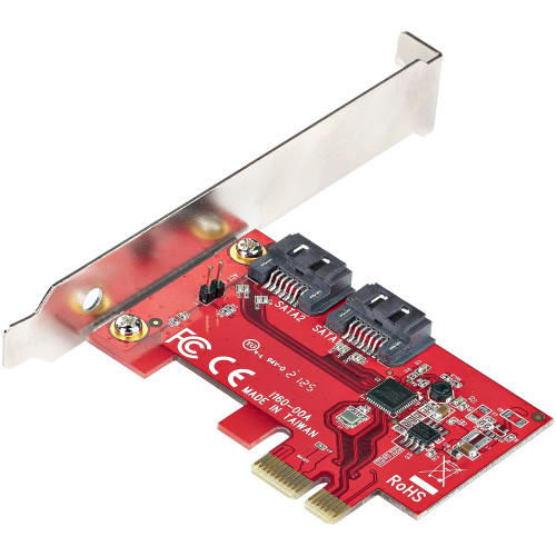 Startech SATA PCIe Card, 2 Port PCIe SATA Expansion Card, 6Gbps SATA, PCI Express to SATA Adapter, Non-RAID, PCIe to SATA Converter - 2P6G-PCIE-SATA-CARD