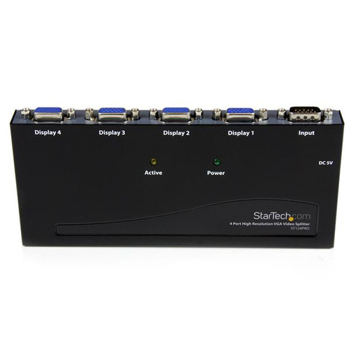 Startech 4 Port High Resolution VGA Video Splitter - 300 MHz - VideoView Pro 47 Port High Resolution 300 MHz Video Splitter - Video splitter - 4 ports - 006984 - ST124PRO
