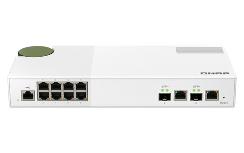 Qnap QSW-M2108-2C Ethernet Switch - 10 Ports - Manageable - 2 Layer Supported - Modular - 12.17W Power Consumption - Optical Fiber, Twisted Pair - Desktop - QSW-M2108-2C