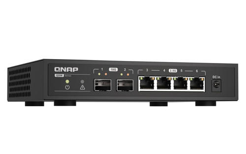 Qnap Ethernet Switch - 6 Ports - 2.5 Gigabit Ethernet, 10 Gigabit Ethernet - 2.5GBase-T - 2 Layer Supported - Twisted Pair - QSW-2104-2S-US