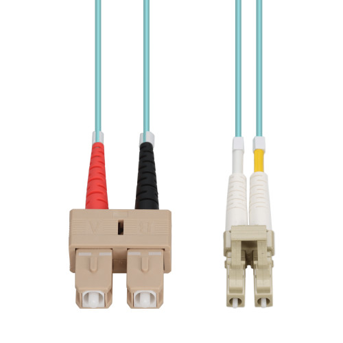 AddOn 0.3m LC (Male) to SC (Male) Aqua OM4 Duplex Riser-Rated Fiber Patch Cable - ADD-SC-LC-0-3M5OM4