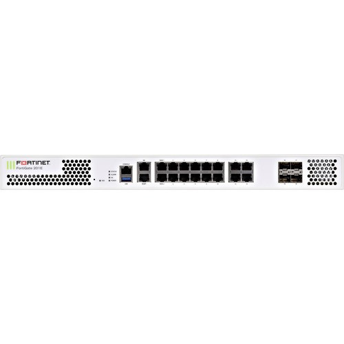 Fortinet FortiGate 201E Network Security/Firewall Appliance - 16 Port - 1000Base-T, 1000Base-X - Gigabit Ethernet - AES (128-bit), AES (256-bit), SHA-256 - 16 x RJ-45 - 4 Total Expansion Slots - 1U - Ra - FG-201E-LENC