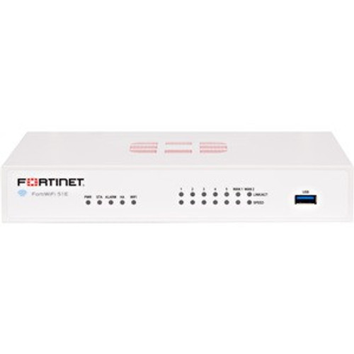 Fortinet FortiWifi FWF-51E Network Security/Firewall Appliance - 7 Port - 10/100/1000Base-T - Gigabit Ethernet - Wireless LAN IEEE 802.11a/b/g/n - AES (256-bit), SHA-256 - 200 VPN - 5 x RJ-45 - 1 Year 2 - FWF-51E-F-BDL-810-12 Fortinet FortiWifi FWF-51E Network Security/Firewall Appliance - 7 Port - 10/100/1000Base-T - Gigabit Ethernet - Wireless LAN IEEE 802.11a/b/g/n - AES (256-bit), SHA-256 - 200 VPN - 5 x RJ-45 - 1 Year 2 - FWF-51E-F-BDL-810-12