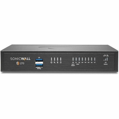 Sonicwall Tz270 Network Security/Firewall Appliance - 8 Port - 10/100/1000Base-T - Gigabit Ethernet - Des, 3Des, Md5, Sha-1, Aes (128-Bit), Aes (192-Bit) Aes (256-Bit) - 8 X Rj-45 - 3Year Secure Upgrade Plus Essential Edition - Desktop - 02-SSC-6847