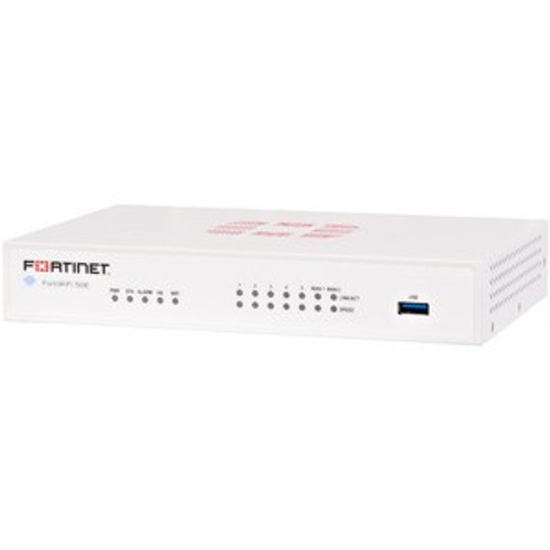 Fortinet FortiWifi FWF-50E Network Security/Firewall Appliance - 7 Port - 10/100/1000Base-T - Gigabit Ethernet - Wireless LAN IEEE 802.11a/b/g/n - AES (256-bit), SHA-256 - 200 VPN - 5 x RJ-45 - 5 Year 2 - FWF-50E-N-BDL-950-60 Fortinet FortiWifi FWF-50E Network Security/Firewall Appliance - 7 Port - 10/100/1000Base-T - Gigabit Ethernet - Wireless LAN IEEE 802.11a/b/g/n - AES (256-bit), SHA-256 - 200 VPN - 5 x RJ-45 - 5 Year 2 - FWF-50E-N-BDL-950-60