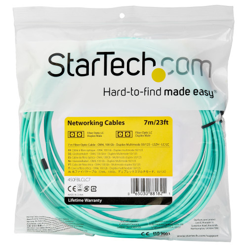 Startech 7 M Om4 Lc To Lc Multimode Duplex Fiber Optic Patch Cable - 450FBLCLC7