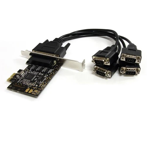 Startech 4 Port Pci Express Serial Card W/ Breakout Cable - Add 4 Rs232 Serial Ports To Any Pc Using A Single Pci Express Expansion Slot - Pci Express Serial Card - Pci-E Serial Card - Pci Express Rs232 - Rs232 Card - Pci Serial Adapter - PEX4S553B