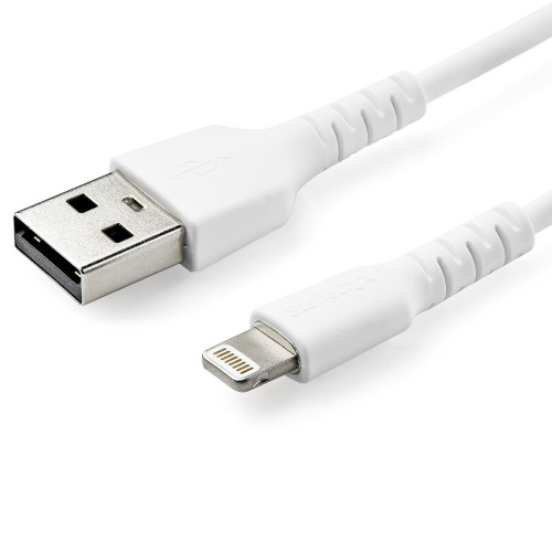Startech 2M USB A To Lightning Cable - Durable White USB Type A To Lightning Connector Charge And Sync Charger Cord - Rugged W/Aramid Fiber - Apple Mfi Certified - Ipad Air Iphone 11 - RUSBLTMM2M