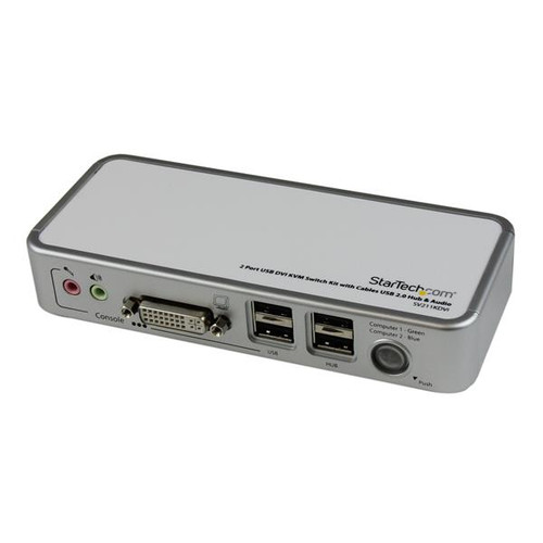 Startech 2 Port USB Dvi KVM Switch Kit With Cables USB 2.0 Hub & Audio - SV211KDVI