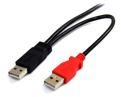 Startech 1 Ft USB Y Cable For External Hard Drive - USB A To Mini B - USB2HABMY1