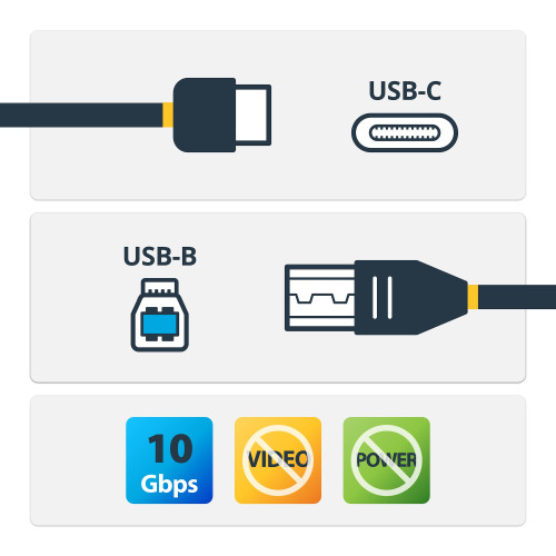 Startech 1m 3 ft USB C to USB B Printer Cable - M/M - USB 3.1 (10Gbps) - USB B Cable - USB C to USB B Cable - USB Type C to Type B Cable - Connect USB 3.1 or 3.0 USB-B devices to your USB-C host - 3 ft USB 3.1 Cable - 1m USB 3.1 USB - USB31CB1M