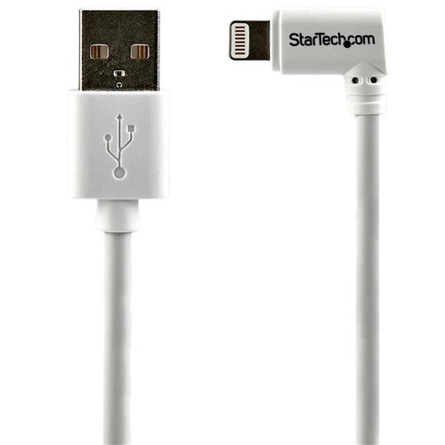 Startech 2 M (6 Ft.) USB To Lightning Cable - Right Angle Iphone / Ipad / Ipod Charger Cable - 90 Degree Lightning To USB Cable - Apple Mfi Certified - White - USBLT2MWR