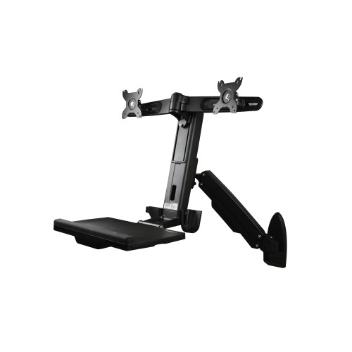 Startech Wall-Mounted Sit-Stand Desk Workstation - Dual Monitor - WALLSTS2