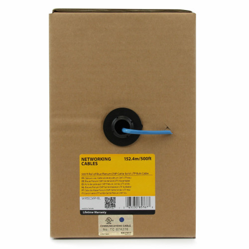 Startech Bulk Cat 5E Ethernet Cable - 1000 Ft. - Solid - Plenum Cmp - Blue - WIR5ECMPBL