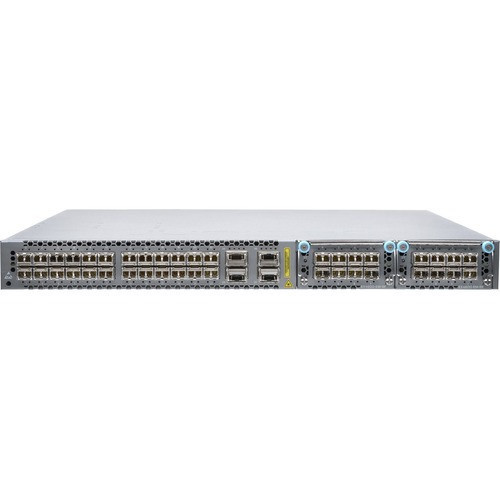 EX4600, 24 SFP+/SFP ports, 4 QSFP+ ports, 2 expansion slots, redundant fans, 2 DC power supplies, front to back airflow