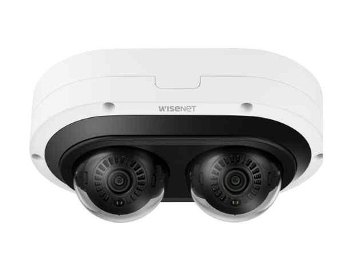 Hanwha Vision Network Vandal Outdoor 2ch Ai Ir Dome Camera, (2mp X 2 Sensors) 4mp @ 30fps, 3 6mm(2x) (107 56.3 ) Motorized Varifocal Lens, Triple Codec - PNM-C7083RVD/KEX