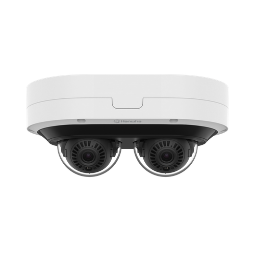 Hanwha Vision Network Vandal Outdoor 2ch Ir Dome Camera, (6mp X 2 Sensors) 12mp @ 15fps, 3.4~6.8mm(2x) (95.08 ~47.64 ) Motorized Varifocal Lens, Triple Codec (h.265/h.264/mjpeg), Ir Viewable Length 25m (82ft) - PNM-12082RVD