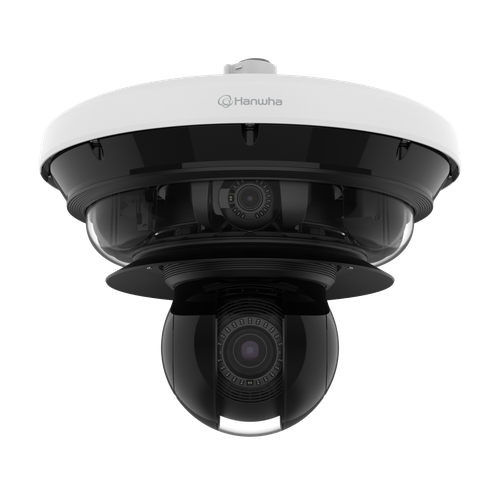 Hanwha Vision Wisenet P Series Network Vandal Outdoor Multi-directional Camera With Ptz, Ai On] 4ch X 8mp @ 15fps / Ai Off] 4ch X 8mp @ 20fps + Ptz 40x 2mp @ 60fps, 4ch Remote Ptrz Lens 3.3~5.7mm (fov H: 109 ~5 - PNM-C34404RQPZ