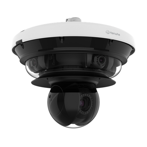 Hanwha Vision Wisenet P Series Network Vandal Outdoor Multi-directional Camera With Ptz, Ai On] 4ch X 8mp @ 15fps / Ai Off] 4ch X 8mp @ 20fps + Ptz 40x 2mp @ 60fps, 4ch Remote Ptrz Lens 3.3~5.7mm (fov H: 109 ~5 - PNM-C34404RQPZ