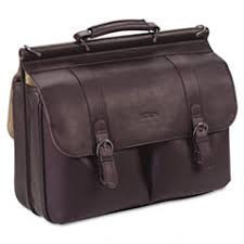 Solo NY Full-grain leather body, Fully padded 16in laptop compartment, Front buckle closures to secure laptop, Two front organizer pockets, Rear file pocket with magnetic snap closure, Padded carry handle, Removable/adjustable - D535-3
