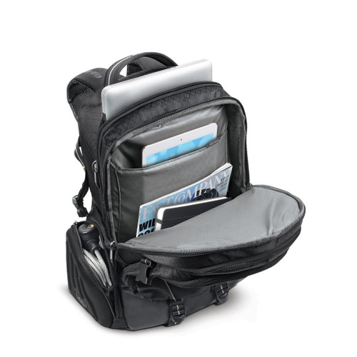 Solo NY Fully padded 17.3in laptop compartment, Internal iPad/ tablet pocket, Two front pockets, Front zip-down organizer section, Side zippered pockets secures accesories, Orange interior lining, Carry handle, Padded back - UBN701-4