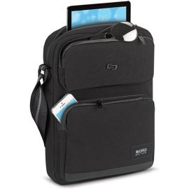 Solo NY Black top load sling, works with chromebooks and tablets up to 13.3in. External zipepr pockets perfect for charging cables and accessories. Adjustable shoulder strap & slim profile. - UBN210-4