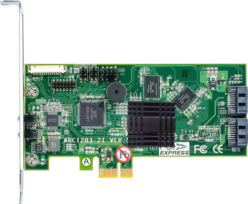 Areca 6Gb entry level RAID card for SATA SSD/ Drive with 2 x SATA cable - 1203-2I X 10