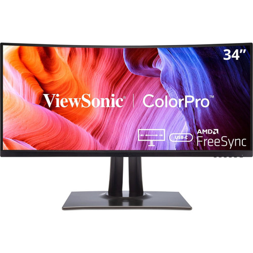 Viewsonic 34inch Curved Ultra-Wide 100Hz Freesync ColorPro Monitor w/ USB C3440 x 1440 Resolution. - VP3481A