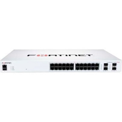 Fortinet L2+ managed POE switch with 24GE ports, 12 of which are POE+, 4 SFP+, max 185W limit And smart fan temperature control - FS-124F-POE