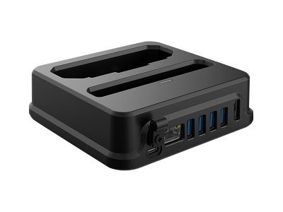 DT Research Desktop Cradle with 4 USB, 1 HDMI, 1 RJ45, 1 battery charging slot with Power Supply and cord - Available for charging one (1) DT362 or DT363 series Rugged Tablet and one (1) battery pack. - ACC-DC263-01A