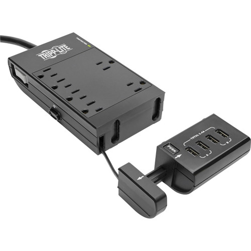 Eaton Tripp Lite 6-Outlet Surge Protector, 4 Usb Ports, 6 Ft. Cord, 1080 Joules, Diagnostic Led, Black Housing - TLP66USBR