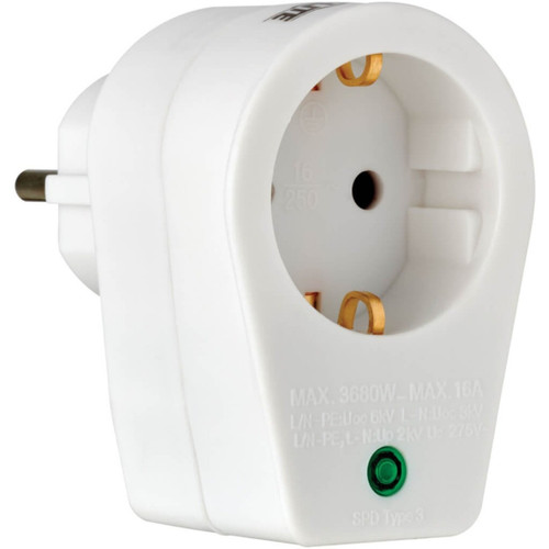 Eaton Tripp Lite 1-Outlet Surge Protector - German Type F Schuko Outlet, 220-250V Ac, 16A, Direct Plug, Schuko Plug, White - TLP1G