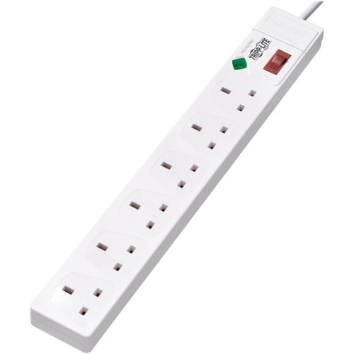 Eaton Tripp Lite 6-Outlet Surge Protector - British Bs1363A Outlets, 220-250V Ac, 13A, 1.8 M Cord, Bs1363A Plug, White - TLP6B18