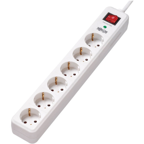 Eaton Tripp Lite 6-Outlet Surge Protector - German Type F Schuko Outlets, 220-250V Ac, 16A, 1.8 M Cord, Schuko Plug, White - TLP6G18